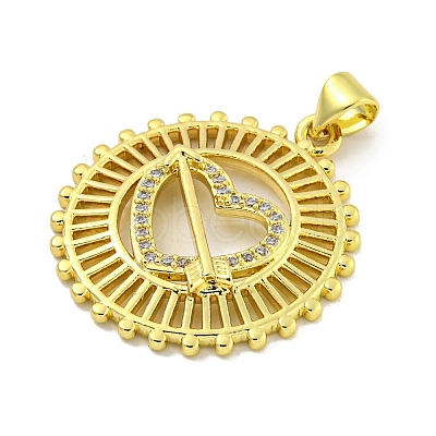 Rack Plating Brass Micro Pave Clear Cubic Zirconia Pendant KK-B091-34G-1