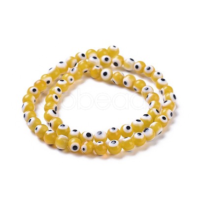 Handmade Evil Eye Lampwork Round Bead Strands LAMP-L055-6mm-01-1