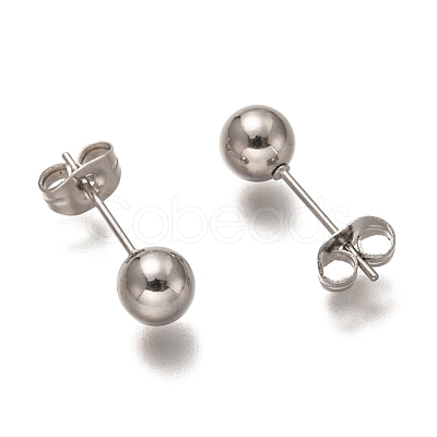 Non-Tarnish 304 Stainless Steel Ball Stud Earrings STAS-H136-07D-P-1