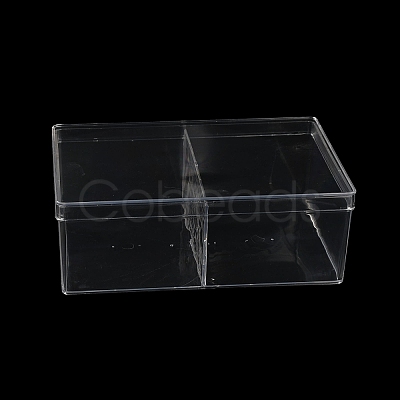 2 Grids Plastic Bead Containers with Cover CON-K002-03D-1