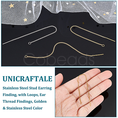 Unicraftale 12 Pairs 2 Colors 304 Stainless Steel Stud Earring Finding STAS-UN0049-43-1