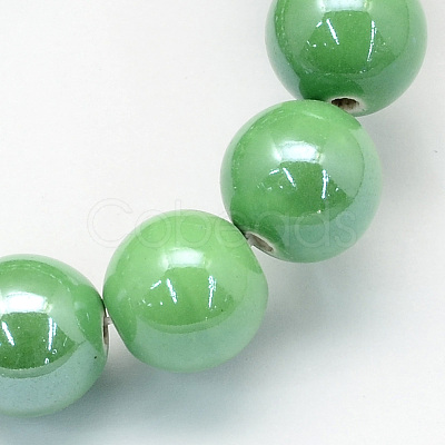 Pearlized Handmade Porcelain Round Beads PORC-S489-8mm-09-1