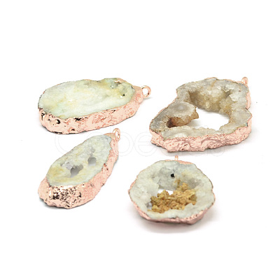 Natural Geode Agate Druzy Slice Pendants G-L461-04A-1