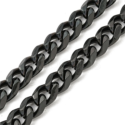 201 Stainless Steel Curb Chain Necklaces NJEW-Q336-11A-EB-1