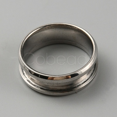 304 Stainless Steel Grooved Finger Ring Settings RJEW-WH0010-08C-P-1