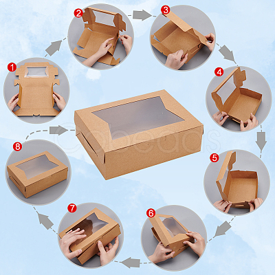 Rectangle Kraft Paper Storage Gift Boxes with Clear Visible Window CON-WH0095-89-1