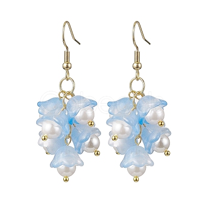 Flower Transparent Spray Painted Glass Cluster Earrings EJEW-JE05741-1