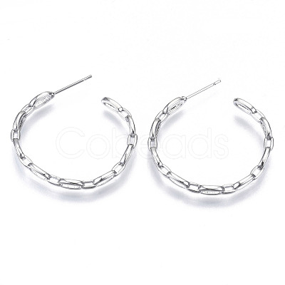 Brass Half Hoop Earrings KK-N232-115P-NF-1