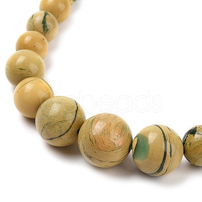 Natural Dragon Veins Agate Round Beads Bracelets & Necklaces Sets SJEW-L132-16-1