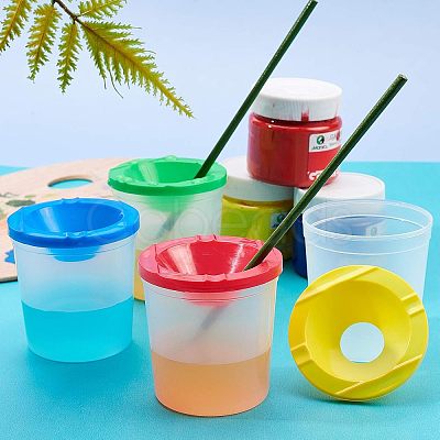 Children's No Spill Plastic Paint Cups AJEW-NB0001-73-1