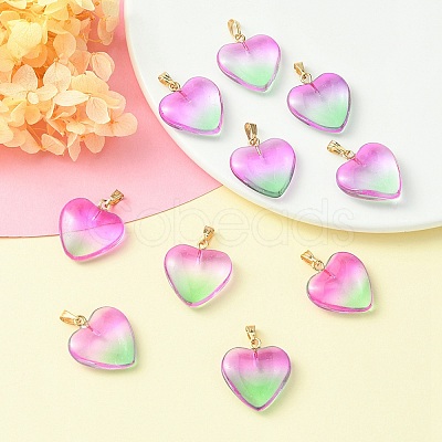 Two Tone Transparent Glass Pendants GLAA-YW0003-02A-1