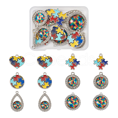 12Pcs 6 Style Zinc Alloy Enamel Pendants FIND-TA0001-63-1