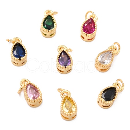 Real 18K Gold Plated Brass Inlaid Cubic Zirconia Charms ZIRC-L100-077G-1