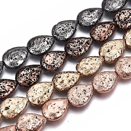 Electroplated Natural Lava Rock Bead Strands G-T131-87-1