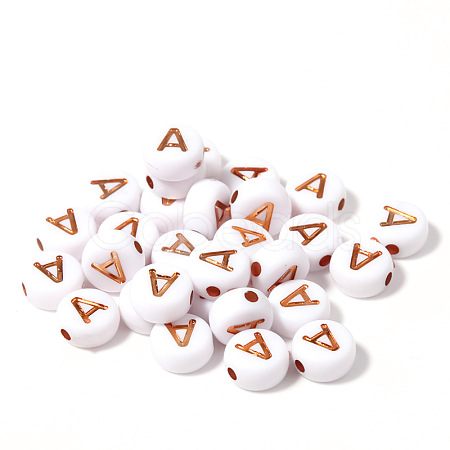 100Pcs Plating Opaque White Acrylic Beads FIND-PW0024-36A-1