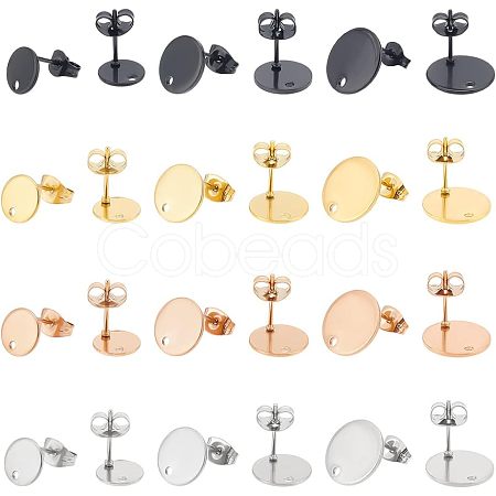 Unicraftale 48Pcs 12 Style Ion Plating(IP) 304 Stainless Steel Stud Earring Findings STAS-UN0039-36-1