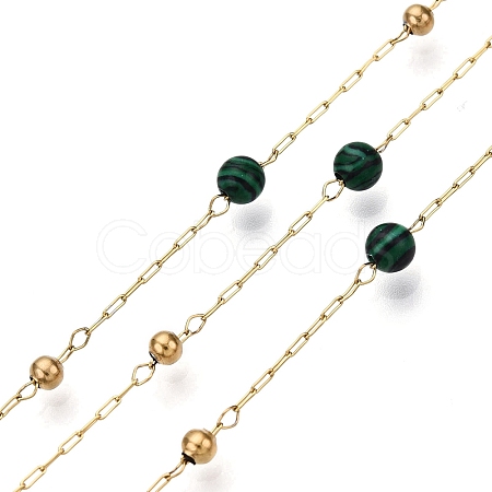 Handmade Malachite Beads Chains CHS-T006-22G-1