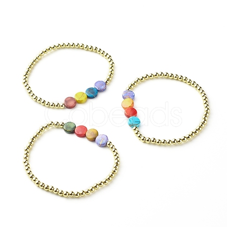 Flat Round Drawbench Acrylic Beads Stretch Bracelets BJEW-JB06677-1
