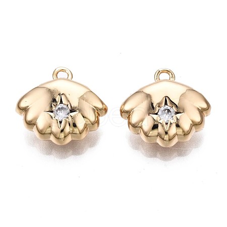 Brass Micro Pave Clear Cubic Zirconia Charms KK-Q764-004-1