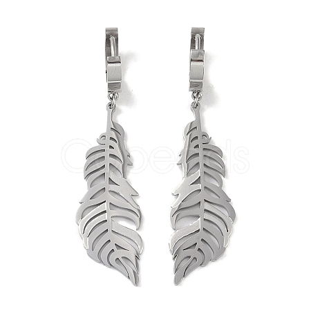 Non-Tarnish Feather 304 Stainless Steel Dangle Earrings EJEW-L283-023P-1