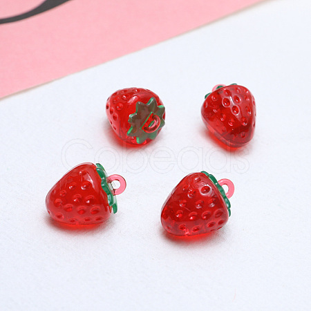 Transparent Resin Imitation Fruit Pendants INS-PW0001-02A-01-1