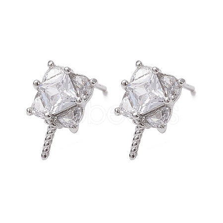 Brass Micro Pave Cubic Zirconia Studs Earrings Fiinding KK-K360-29P-1