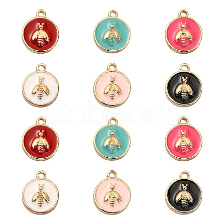 60Pcs 6 Colors Alloy Enamel Pendants ENAM-CJ0002-49-1