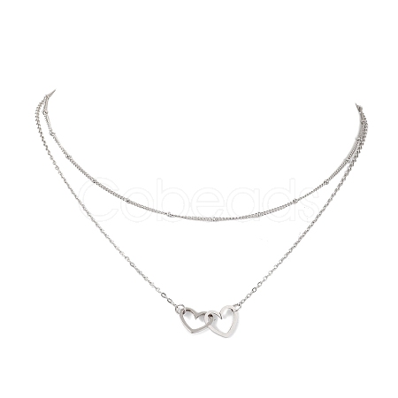 Stainless Steel Heart Pendant Necklaces for Women NJEW-JN04735-02-1