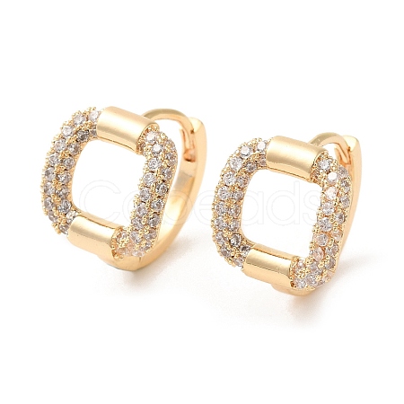 Square Cubic Zirconia Hoop Earrings EJEW-P292-09G-1