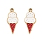 Ion Plating(IP) 304 Stainless Steel Pendants, Enamel Style, Ice Cream Charm, Golden, White, 16.5x7x1.5mm, Hole: 1.6mm