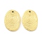 PVD Vacuum Plating 304 Stainless Steel Pendants, Oval Charms, Real 18K Gold Plated, 17.5x12.5x1.9mm, Hole: 1.2mm