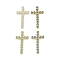 Real 18K Gold Plated Brass with Glass Pendants, Cross, Mixed Color, 41x23x6mm, Hole: 4x2.8mm