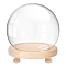 PandaHall Elite 1Pc Glass Dome Cover, Decorative Display Case, Round Bell Jar Terrarium with Wood Base, Clear, 120mm