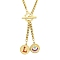 Ion Plating(IP) 304 Stainless Steel Red Enamel Letter & Eye Pendant Wheat Chain Necklaces, with Toggle Clasps, Golden, Letter L, 20.47~20.87 inch(52~53cm)