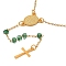 304 Stainless Steel & Glass Rosary Bead Necklaces for Women, Golden, Green, 21.65 inch(55cm)