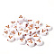 100Pcs Plating Opaque White Acrylic Beads, Rose Gold Metal Enlaced, Flat Round with Letter, Letter A, 7x4mm, Hole: 1.4mm