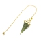 Resin Pointed Dowsing Pendulums, with Natural Peridot Chips Inside and Brass Findings, Faceted Cone, 240mm