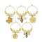 Bees & Honeycomb Alloy Enamel Wine Glass Charms, with Imitation Jade Glass Beads and Brass Rings, Mixed Color, 43.5~52mm