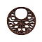 Natural Poplar Wood Pendants, Dyed, Round with Flower, Saddle Brown, 44.5x2mm, Hole: 19x17.5mm