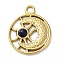 PVD Vacuum Plating 316 Stainless Steel Pendants, with Natural Lapis Lazuli, Flat Round, Real 18K Gold Plated, 24.5x20x3.5mm, Hole: 2.7mm