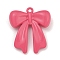 Alloy Pendant, Spray Painted,  Bowknot Charms, Deep Pink, 25x22x6.5mm, Hole: 1.4mm