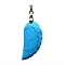 Synthetic Turquoise Pendants, with Platinum Tone Brass Findings, Wing, 35x17mm