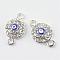 Alloy Rhinestone Links connectors, Evil Eye, with Enamel, Silver, 18x10.5x4mm, Hole: 2mm