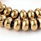 Rondelle Electroplated Non-magnetic Synthetic Hematite Bead Strands, Nickel Free & Lead Free, Golden Plated, 10x6mm, Hole: 2mm, about 68pcs/strand, 15.7 inch