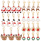 AHADERMAKER 28Pcs 7 Style Christmas Theme Alloy Enamel Pendants, with 304 Stainless Steel Lobster Claw Clasps, Mixed Christmas Shape, Mixed Color, 25~49mm, 4pcs/style