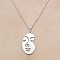 Non-Tarnish 201 Stainless Steel Hollow Abstract Face Pendant Necklace, Stainless Steel Color, 17.72 inch(45cm)