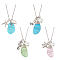 ANATTASOUL 4Pcs 4 Style Twist Teardrop Glass & Alloy Ocean Theme Pendant Necklaces Set, Starfish & Mermaid & Sea Horse, Mixed Color, 18.31 inch(46.5cm), 1pc/style