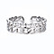 Non-Tarnish 304 Stainless Steel Curb Chain Open Cuff Ring, Hollow Chunky Ring for Women, Stainless Steel Color, US Size 6 3/4(17.1mm)