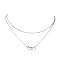 Stainless Steel Heart Pendant Necklaces for Women, Brass Double Layer Necklaces, Stainless Steel Color, 15.31 inch(389mm)