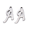 Tarnish Resistant 201 Stainless Steel Charms, Laser Cut, Stainless Steel Color, Letter.A, 12x9x1mm, Hole: 1.0mm